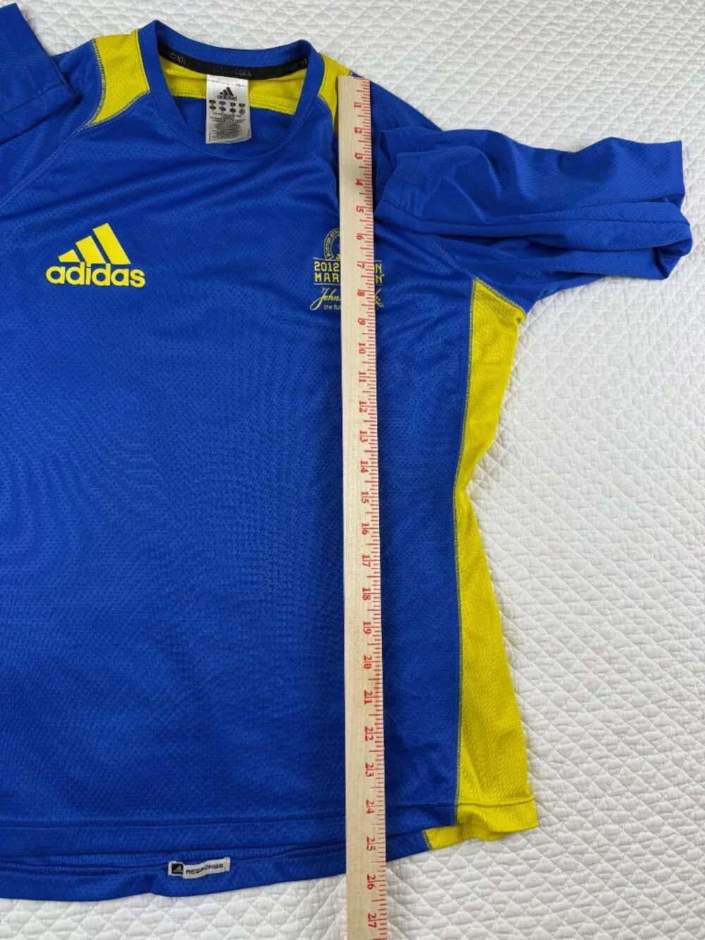 Adidas Response 2012 Boston Marathon Long Sleeve Shirt Blue Yellow Men's Size M